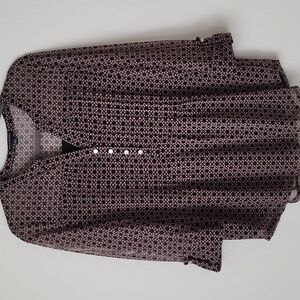 Ava & Grace Black and Tan Patterned Blouse